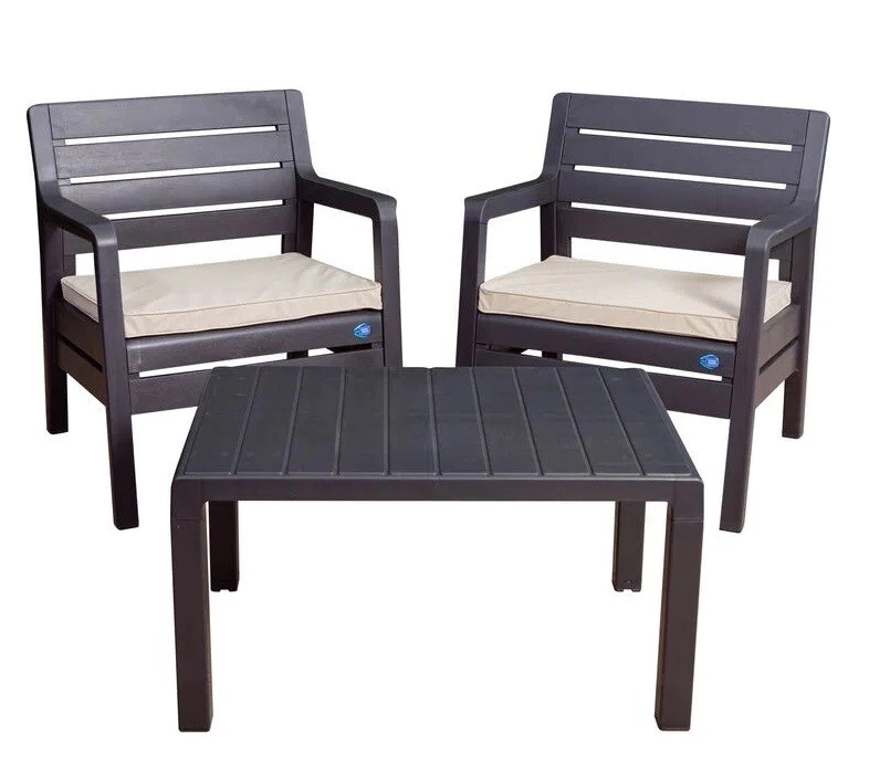 JUEGO PARIS 2 SILLONES + 1 MESA GRAFITO