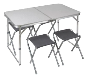 SET DE MESA PLEGABLE + 4 BANCOS PARA CAMPING